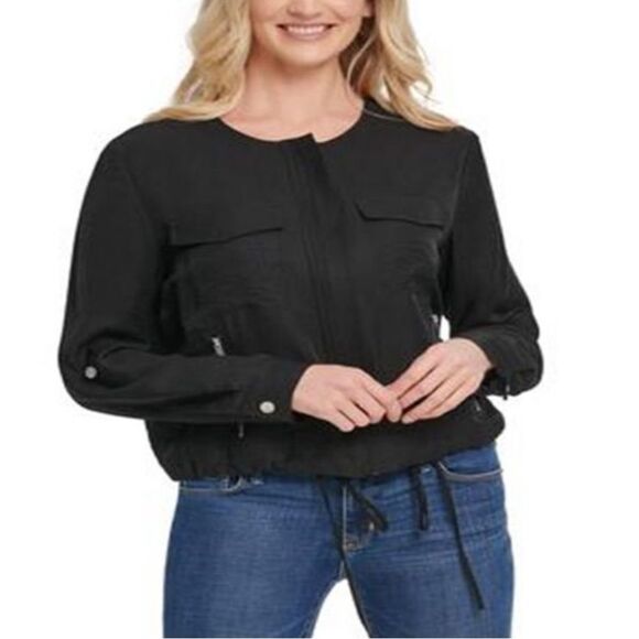 DKNY Roll Tab Zip Front Jacket in Black Size XS Stitch Fix‎ Nwt - Picture 2 of 7